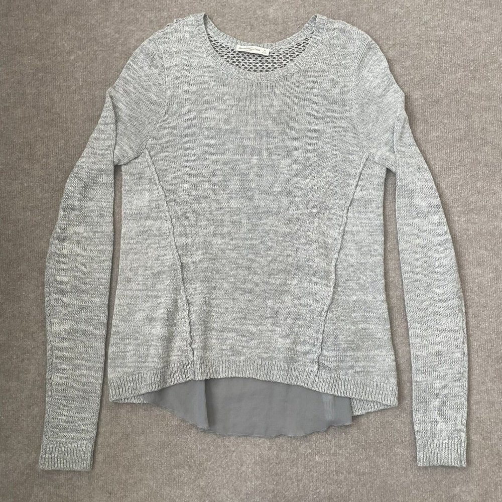 Abercrombie & Fitch Sweater Womens Medium Grey Sheer Back Panel Lightweight